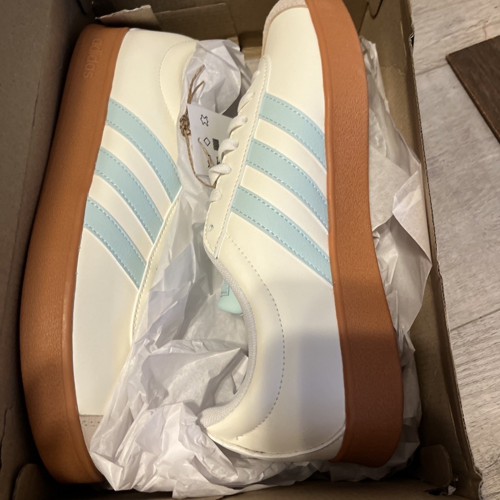 Adidas Women's Vl Court Base Trainers Sneakers Sports Shoes Low Size 8.5 Blue - Picture 6 of 6